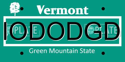 IODODGD Vermont License Plate