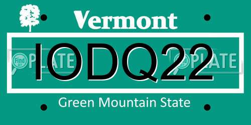 IODQ22 Vermont License Plate