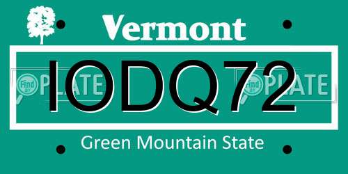 IODQ72 Vermont License Plate