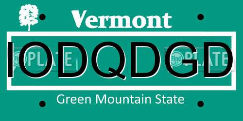 IODQDGD Vermont License Plate