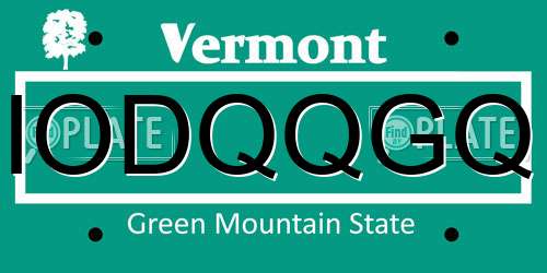 IODQQGQ Vermont License Plate