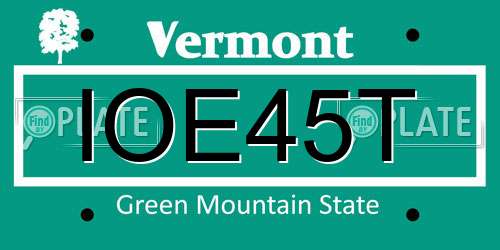IOE45T Vermont License Plate