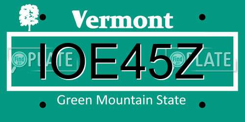 IOE45Z Vermont License Plate