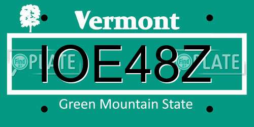IOE48Z Vermont License Plate