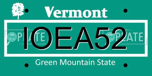 IOEA52 Vermont License Plate