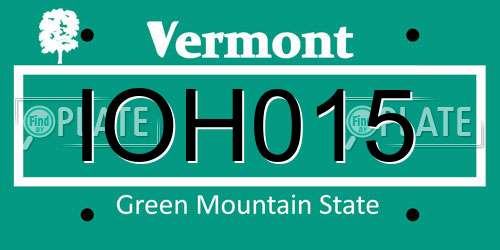 IOH015 Vermont License Plate