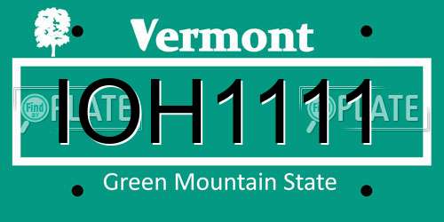 IOH1111 Vermont License Plate
