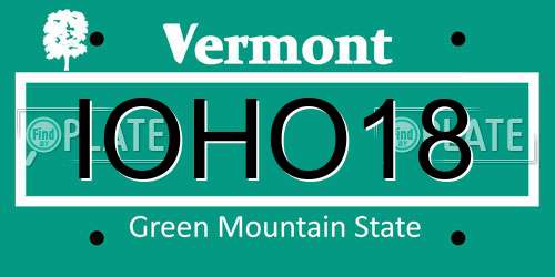IOHO18 Vermont License Plate