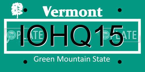 IOHQ15 Vermont License Plate