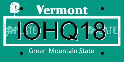 IOHQ18 Vermont License Plate