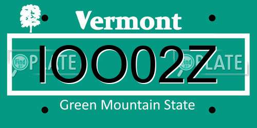 IOO02Z Vermont License Plate