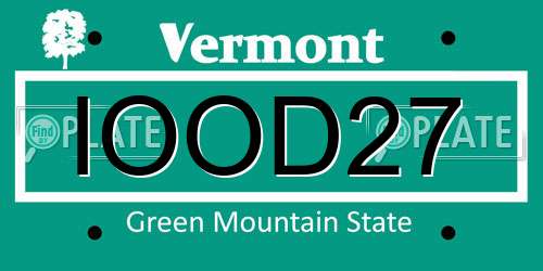 IOOD27 Vermont License Plate