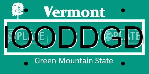 IOODDGD Vermont License Plate
