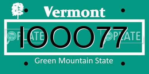 IOOO77 Vermont License Plate