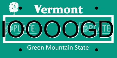 IOOOOGD Vermont License Plate