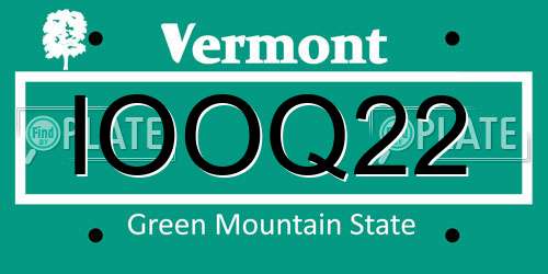 IOOQ22 Vermont License Plate