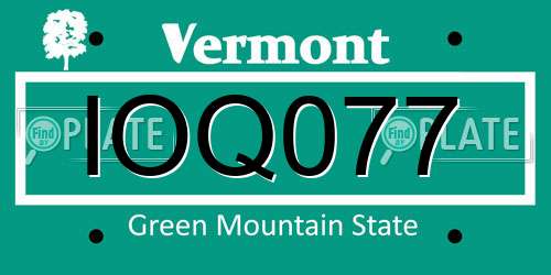 IOQ077 Vermont License Plate