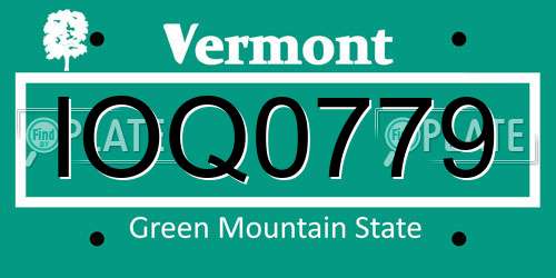 IOQ0779 Vermont License Plate