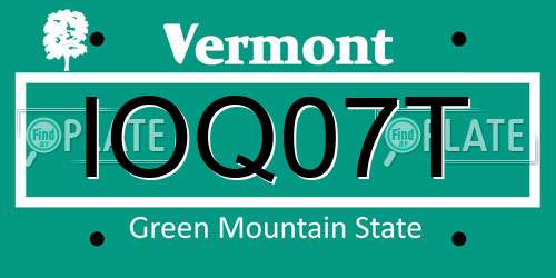 IOQ07T Vermont License Plate