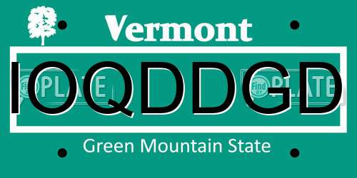 IOQDDGD Vermont License Plate