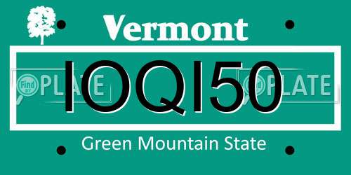 IOQI50 Vermont License Plate