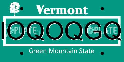 IOQOQGQ Vermont License Plate