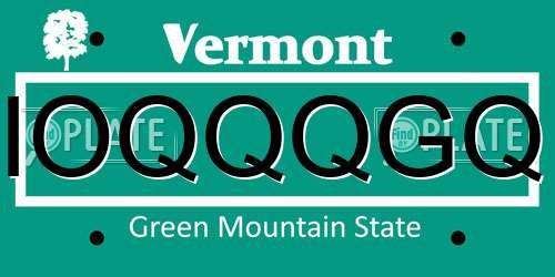 IOQQQGQ Vermont License Plate