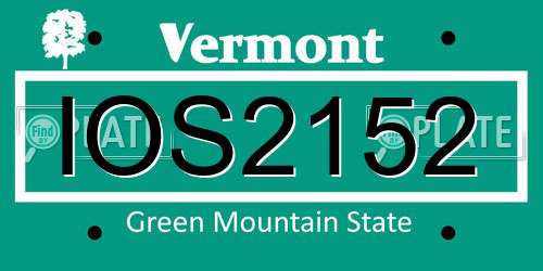 IOS2152 Vermont License Plate