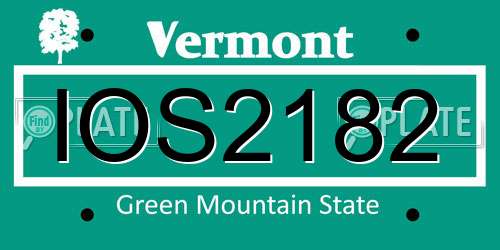 IOS2182 Vermont License Plate