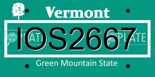 IOS2667 Vermont License Plate
