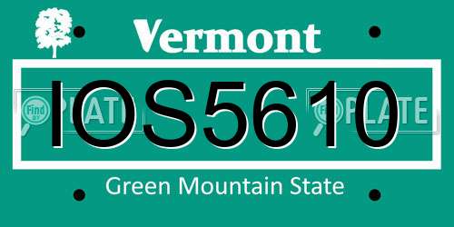 IOS5610 Vermont License Plate