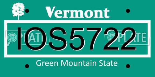 IOS5722 Vermont License Plate