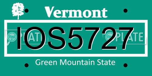IOS5727 Vermont License Plate