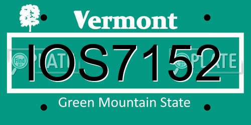 IOS7152 Vermont License Plate