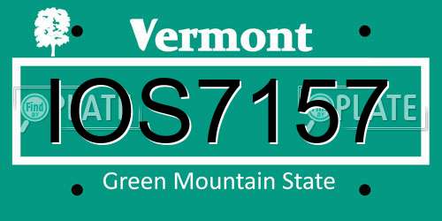IOS7157 Vermont License Plate