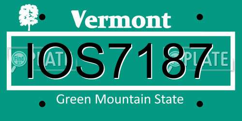IOS7187 Vermont License Plate