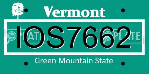 IOS7662 Vermont License Plate