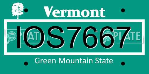IOS7667 Vermont License Plate