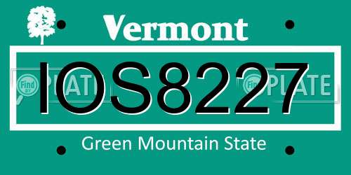 IOS8227 Vermont License Plate