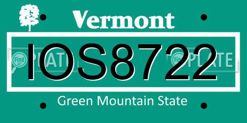 IOS8722 Vermont License Plate