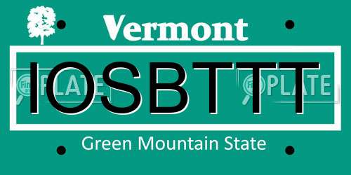 IOSBTTT Vermont License Plate