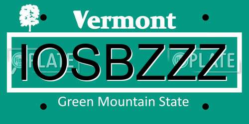 IOSBZZZ Vermont License Plate