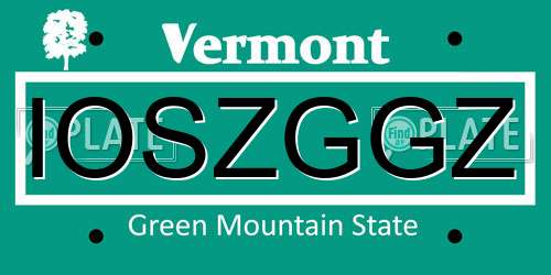 IOSZGGZ Vermont License Plate