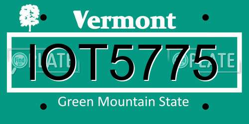 IOT5775 Vermont License Plate