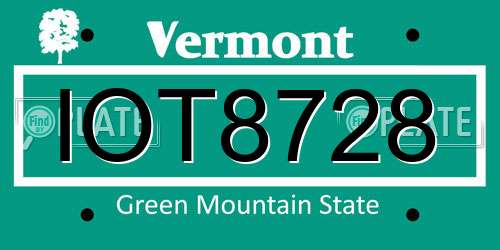 IOT8728 Vermont License Plate