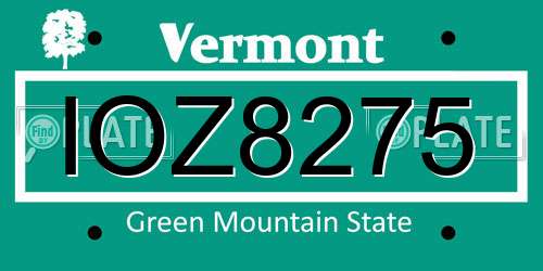 IOZ8275 Vermont License Plate