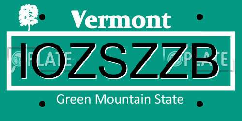 IOZSZZB Vermont License Plate
