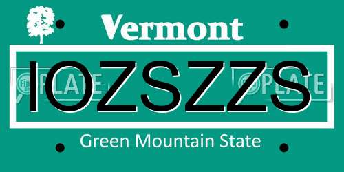 IOZSZZS Vermont License Plate