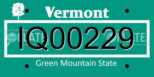 IQ00229 Vermont License Plate