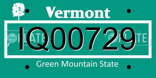 IQ00729 Vermont License Plate